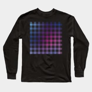 Plaid Pattern in Cool Blue Purple and Pink Gradient Long Sleeve T-Shirt